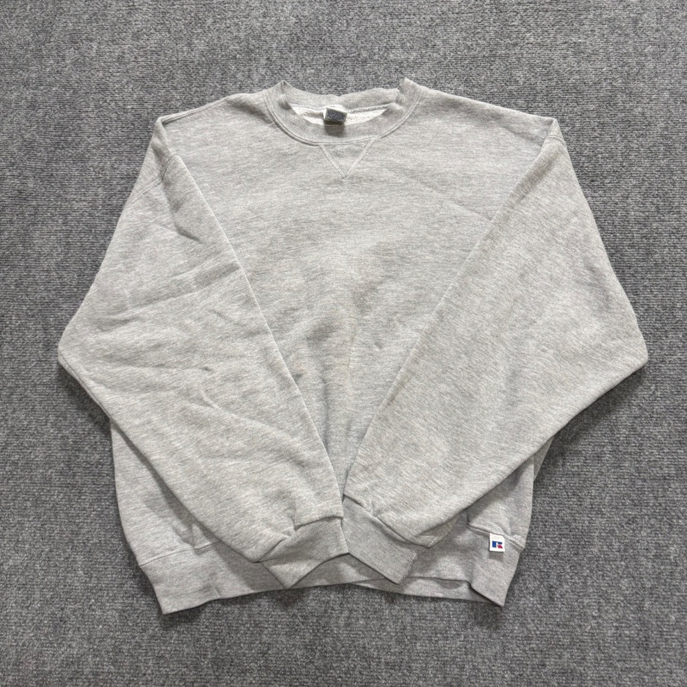 VTG Russell Pullover Sweatshirt Men's XL Gray Cotton Made In Mexico 90s Crewneck